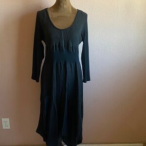 INIZIO Black Linen  Magic Midi Dress Made in Italy
